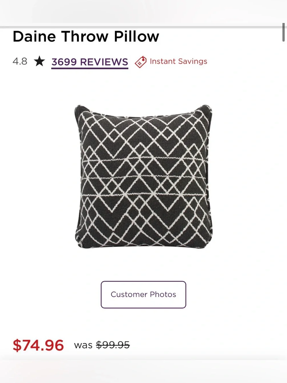 NWT Navy Cream Geometric Decorative Throw Pillow 22 inch